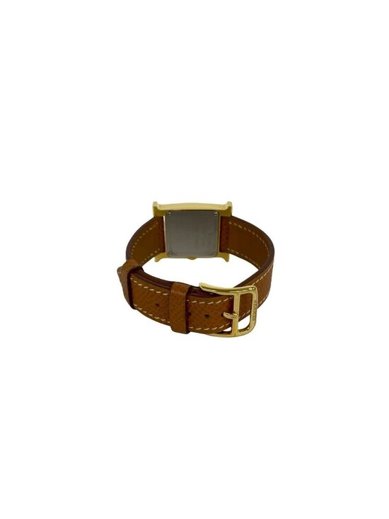 HERMÈS HEURE H Quartz 25mm Two Tone 0.91TCW DIAMOND Watch  Hermes Watch Leather Quartz Brown Gold